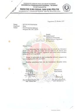 Surat dari Ketua Jurusan Ilmu Komunikasi Fakultas Ilmu Sosial dan Ilmu Politik Universitas Pemban...