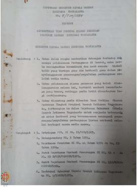 Surat Keputusan Gubernur Kepala Daerah Istimewa Yogyakarta Nomor : 5/TIM/1985 tentang pembentukan...