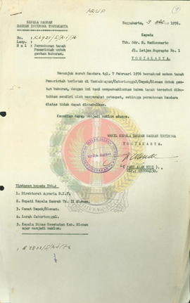 Permohonan Saudara S. Hadi Sumarto atas tanah pemerintah untuk gentan kuburan di Tambak Bayan Cat...