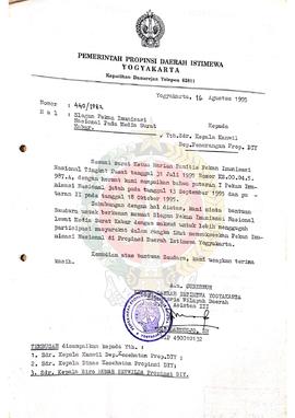 Surat dari Kepala Daerah  Istimewa Yogyakarta kepada Kepala Kantor Wilayah Departemen Penerangan ...