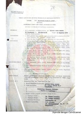 Surat Keputusan Menteri Penerangan Republik Indonesia Nomor : 103/SK/MENPEN/ SIUPP/B.1/1986 tenta...