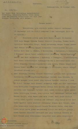 Salinan surat dari Asisten Panji Kembangarum  N. Harsono tertanggal 16 Oktober 1925 Nomor 1590/33...