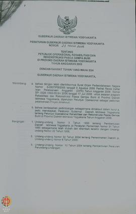 Peraturan Gubernur Daerah Istimewa Yogyakarta Nomor 23 Tahun 2006 tentang Petunjuk Operasional Re...