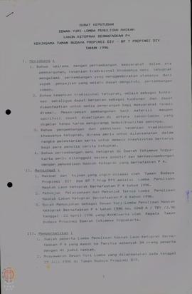 Surat Keputusan Dewan Yuri Loba Penulisan naskah lakon ketoprak bernafaskan P-4 kerjasama antara ...