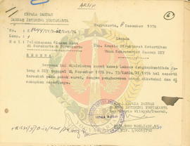 Surat Kawat Laksus Pangkopkamtib No. T/74/KAMDA/XI/1976 tentang Pelaksanaan Siskam Kota di Suraka...