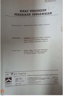 Buku Surat Perjanjian Pekerjaan Pengawasan Proyek Prasarana Fisik Daerah Istimewa Yogyakarta Peke...