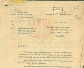 Persetujuan/ijin a.n Sdr. Tjipto-rahardjo ke Expo 70 Djepang. Pemerintah Propinsi DIY 1969
