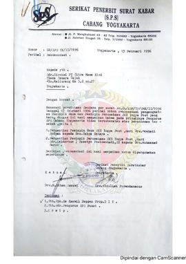 Berkas perubahan Surat Izin Usaha Penerbitan Pers Surat Kabar Harian Yogya Post sehubungan dengan...