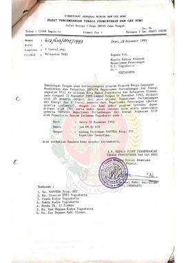Berkas surat perihal peliputan dalam rangka SEPADYA Departemen Pertambangan dan Energi Angkatan X...