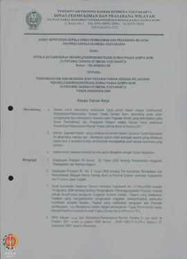 Surat Keputusan Kepala Dinas Peemukiman dan Prasarana Wilayah Provinsi Daerah Istimewa Yogyakarta...