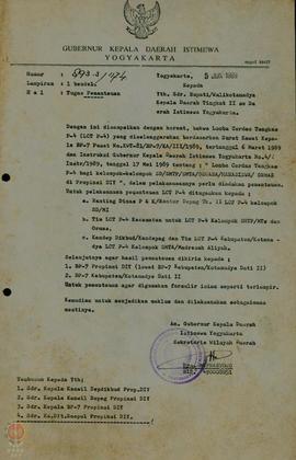 Surat dari Gubernur Kepala Daerah DIY tertanggal 5 Juni 1989 ditujukan kepada Bupati/Walikotamady...