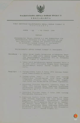 Surat dari Walikotamadya Kepala Daerah Tk.II Yogyakarta ditujukan kepada Kepala BP-7 Provinsi DIY...