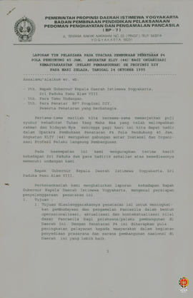 Laporan Tim Pelaksana pada Upacara Pembukaan Penataran P4 Pola Pendukung 45 Jam Angkatan XLV (44)...