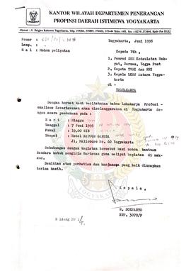 Yogyakarta kepada Seluruh Pemimpin Redaksi Surat Kabar Harian di Yogyakarta perihal mohon bantuan...