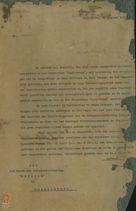 Surat dari Kepala Centraal Waterschapskantoor voor de Vorstenlanden tertanggal 18 Oktober 1927 No...