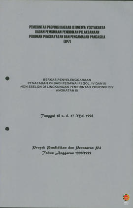 Berkas Penyelenggaraan Penataran P4 bagi Pegawai Republik Indonesia Golongan IV dan III Non Eselo...