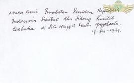 Buku tentang  Tata TertibPenobatan Presiden Pertama RI Serikat tanggal  17 Desember 1949.