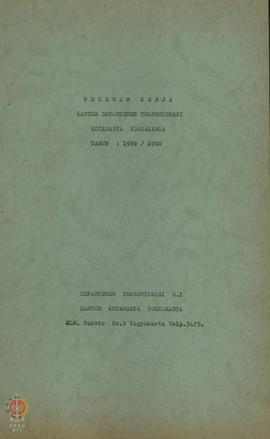 Program Kerja Kantor Departemen Transmigrasi Kota Madya Yogyakarta tahun 1989/1990.
