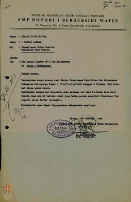 Kumpulan Surat tentang pendaftaran calon peserta penataran P-4 pola pendukung 120 jam,tahun 1985