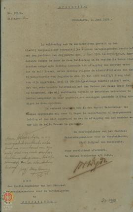 Surat dari Gewestelijk Bestuur Jogjakarta tertanggal 30 Juni 1926, No. 10948 a/6/TB tertanggal 30...