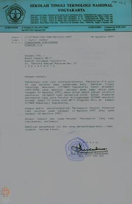 Berkas Penyelenggaraan Penataran P-4 Pola Pendukung 45 Jam Terpadu bagi Mahasiswa Baru STTNas Yog...