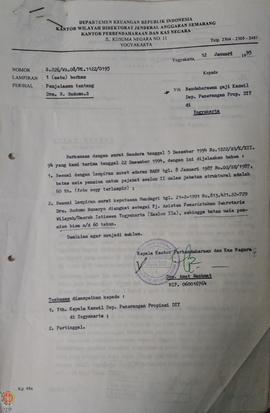Berkas dari Kantor Perbendaharaan dan Kas Negara Yogyakarta perihal penjelasan tentang DRS. R. Su...