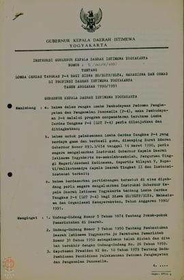 Instruksi Gubernur Kepala Daerah Daerah Istimewa Yogyakarta Nomor 4/INST/1989 tentang Lomba Cerda...
