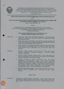 Surat Keputusan Kepala Dinas Pemukiman dan Prasarana Wilayah selaku Kepala Satuan Kerja Rehabilit...