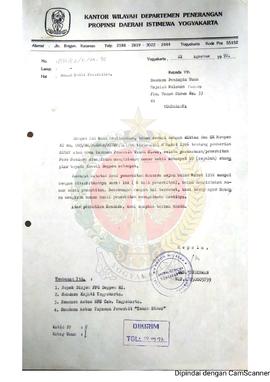 Surat dari Kepala Kantor Wilayah Departemen Penerangan Daerah Istimewa Yogyakarta kepada Pemimpin...