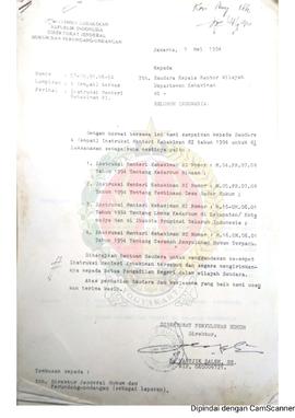 Surat dari Direktur Direktorat Penyuluhan Hukum Departemen Kehakiman Republik Indonesia kepada Ke...