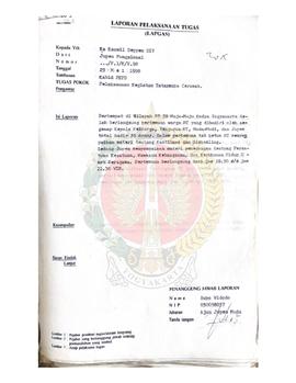 Laporan Pelaksanaan Tugas (LapGas) kepada Kepala Kantor Wilayah Departemen Penerangan Provinsi Da...