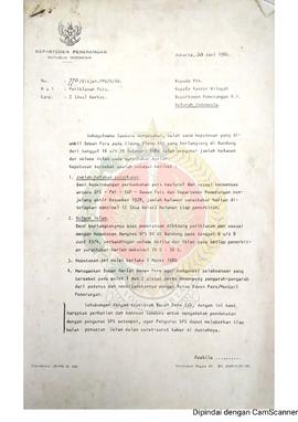 Surat dari Direktur Jederal Pembinaan Pers dan Grafika Departemen Penerangan Republik Indonesia k...