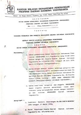 Surat Keputusan Ketua Badan Koordinasi Kehumasan Pemerintah (BAKOHUMAS) Provinsi Daerah Istimewa ...