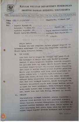 Berkas surat dari Kepala Kantor Wilayah Departemen Penerangan Daerah Istimewa Yogyakarta kepada D...