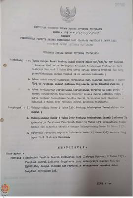 Surat Keputusan Gubernur Kepala Daerah Istimewa Yogyakarta Nomor : 49/PAN/ KPTS/1993 tentang Pemb...