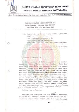 Berkas Sambutan Kepala Kantor Wilayah Departemen Penerangan Provinsi Yogyakarta pada Sywalan Kelu...