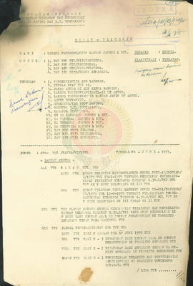 Surat telegram tentang pelaksanaan pemberangkatan tahanan G. 30 S/PKI  Gol. B ke Pulau Buru