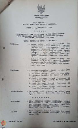 Surat Keputusan Menteri Penerangan Republik Indonesia Nomor : 131/KEP/ MENPEN/ 1993 tentang Penye...