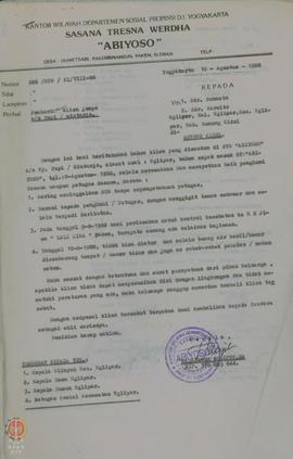 Surat dari Kepala Sasana Tresna Werdha ABIYOSO ditujukan kepada Sdr. Sukamto, dan Sdr. Warsito d/...