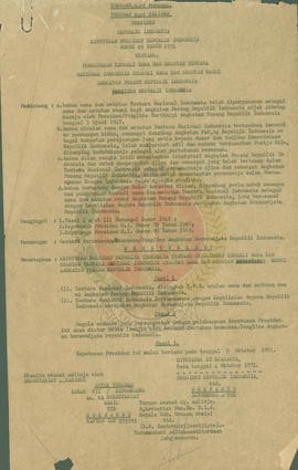 Keppres No. 69 tahun 1971 tentang Penggunaan kembali nama dan sebutan TNI sebagai nama resmi Angk...