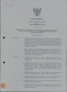 Surat Keputusan Bupati Bantul Nomor 272 Tahun 2006 tentang Pengangkatan Koordinator Lapangan Pela...