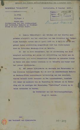 Surat dari Voorzitter van het Waterschapsbestuur Nomor 2054 tertanggal 8 Oktober 1927, bagian dar...