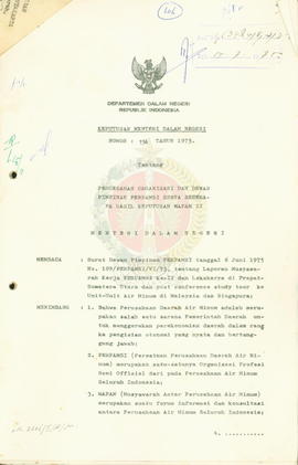 Keputusan Mendagri No. 136 Tahun 1975 tentang Pengesahan organisasi dan Dewan Pimpinan Perpamsi s...