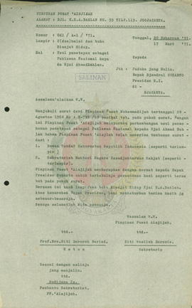 Permohonan penetapan ibu H.A. Dahlan sebagai Pahlawan Nasional.
