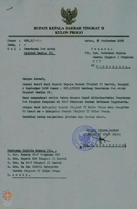 Surat  dari  POLRI  Wilayah  Yogyakarta  Resort  Kulon  Progo  No. POL.SPRIN/14/2/1988 tanggal 16...