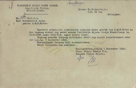 Surat dari Tepas Wiyata Praja Pakualaman kepada pemerintah praja Pakualaman tanggal 11 September ...