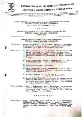 Surat Keputusan Kepala Kantor Wilayah Departemen Penerangan Daerah Istimewa Yogyakarta Nomor : 05...