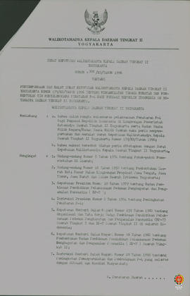 Surat Keputusan Walikotamadya Kepala Daerah Tingkat II Yogyakarta Nomor : 304/KD/Tahun 1996 tenta...