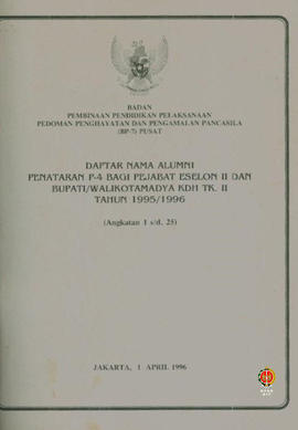 Daftar nama alumni penataran P-4 bagi pejabat Eselon II dan Bupati/Walikotamadya KDH TK. II Tahun...