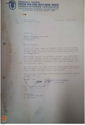 Surat dari Ketua Pengurus Daerah Persatuan Radio Siaran Swasta Nasional Indonesia Provinsi Daerah...
